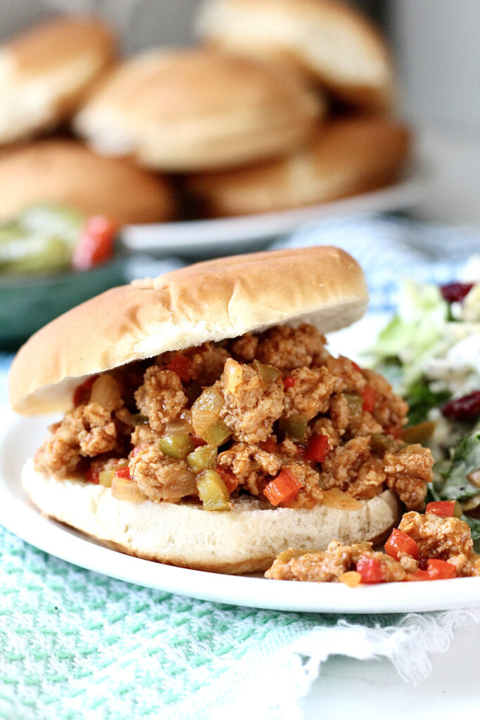 turkey sloppy joes with veggies and side salad