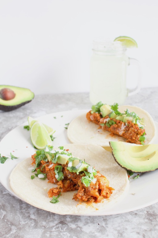   Pictured: Lentil Cauliflower Tacos by Sinful Nutrition (48 Quick and Easy Meatless Meals for Busy People)  