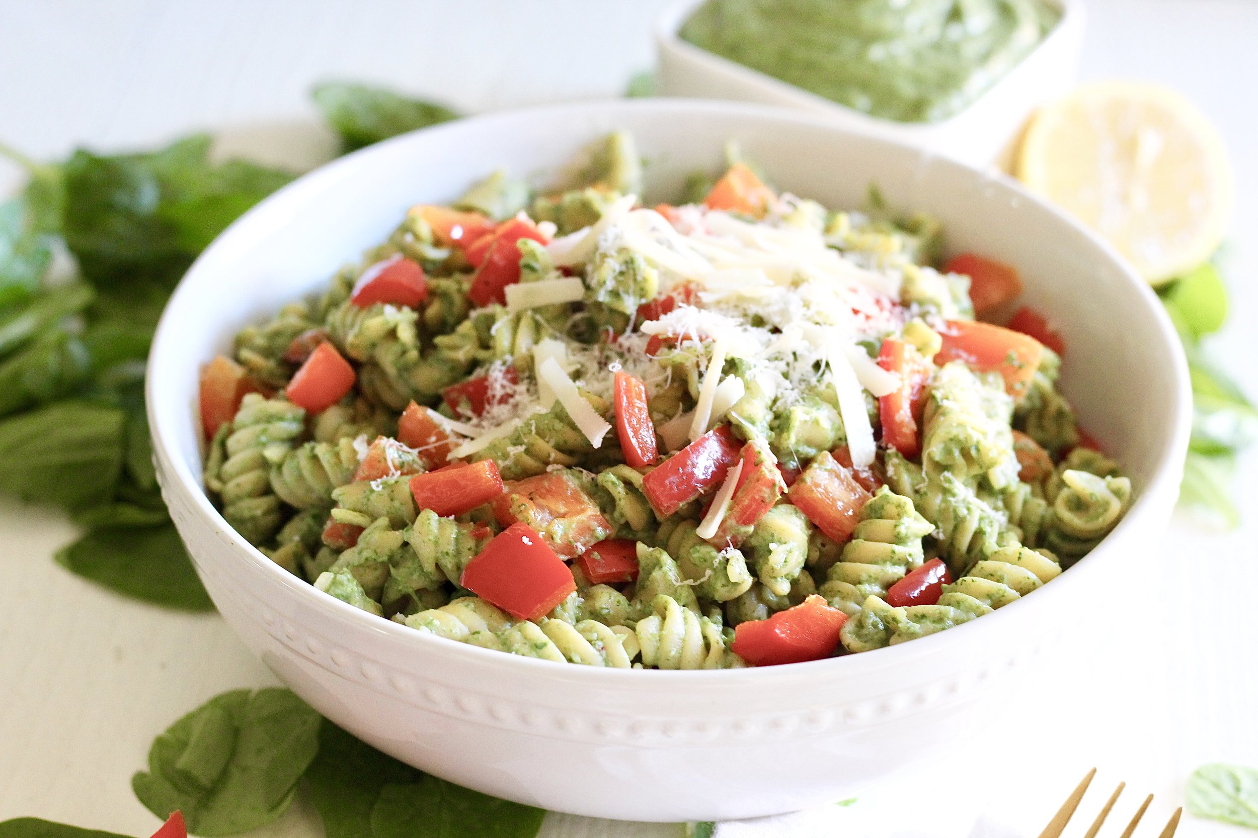  Creamy Spinach Pasta with Shrimp (Gluten Free) 