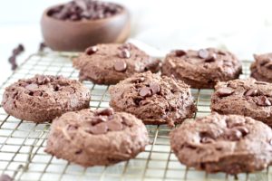 Double Chocolate Fudge Breakfast Cookies cooling down