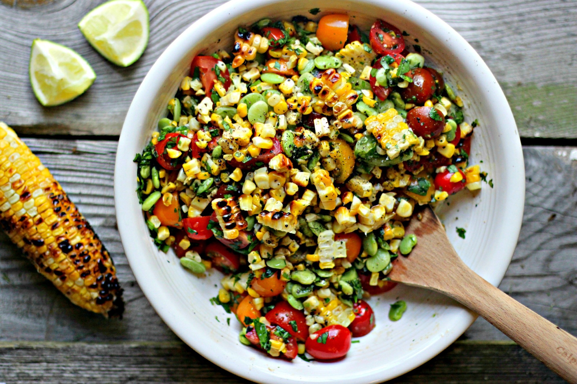  Easy Last Minute 4th of July Cookout Recipes; Pictured:  Summer Succotash with Grilled Corn  by The Gourmet RD 