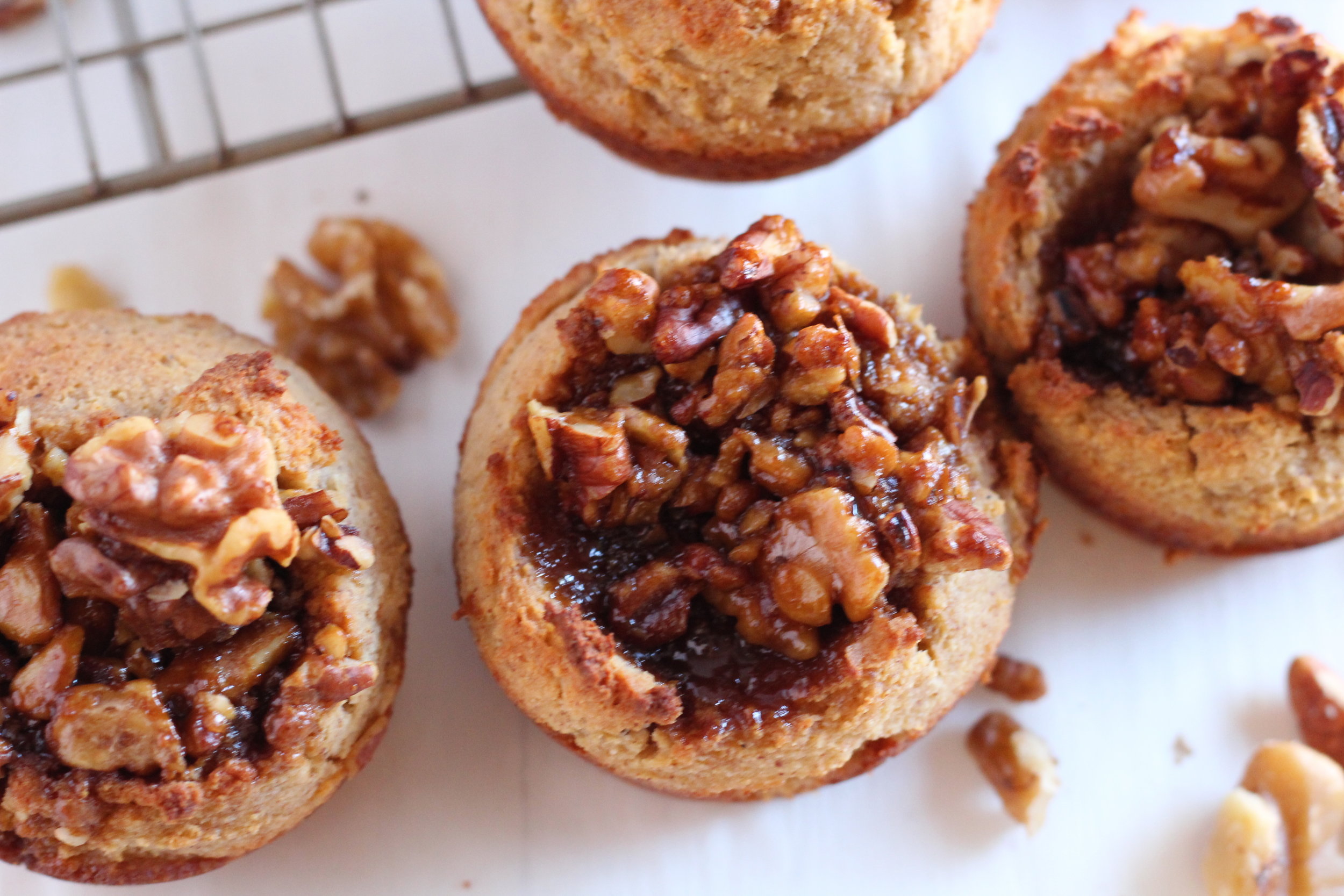  Grain Free Banana Muffins with Walnut Pecan Topping 