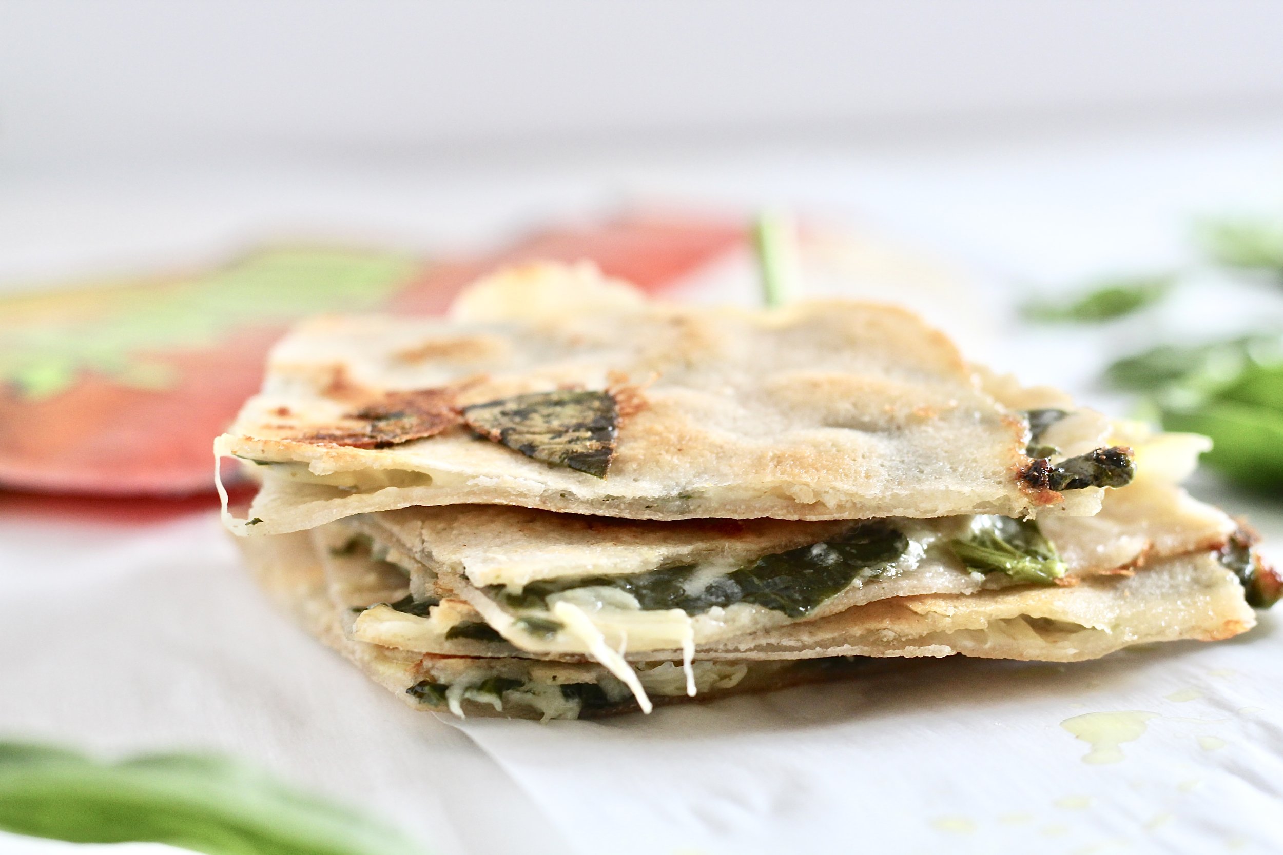 Low Carb Spinach Artichoke Dip Quesadilla