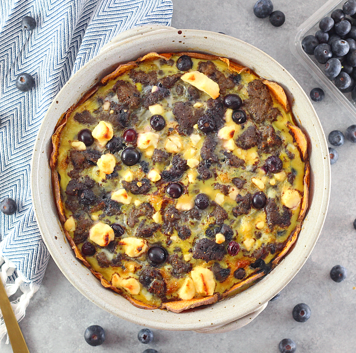  Sweet Potato Blueberry Sausage Frittata 