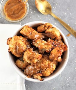 Roasted Cauliflower with Thai Peanut Sauce aerial view