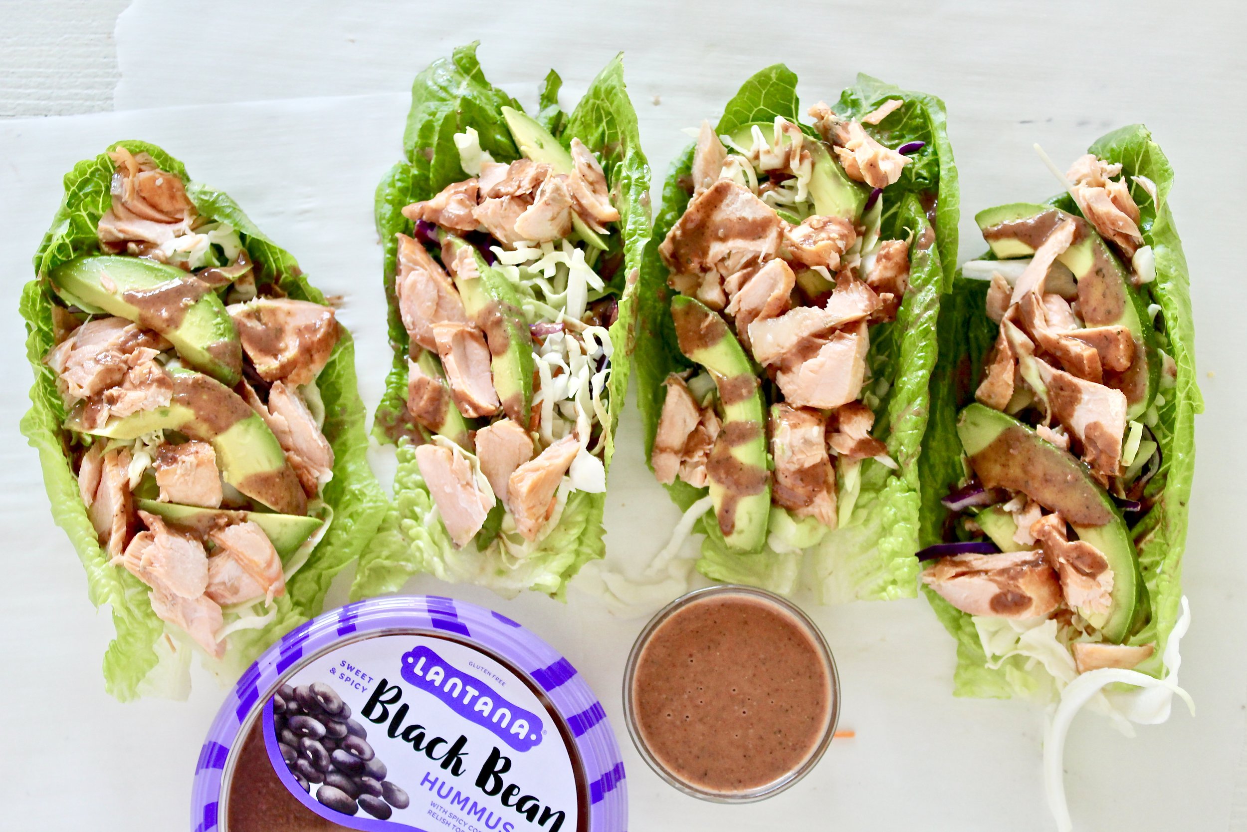  Salmon Lettuce Wraps with Spicy Black Bean Sauce 