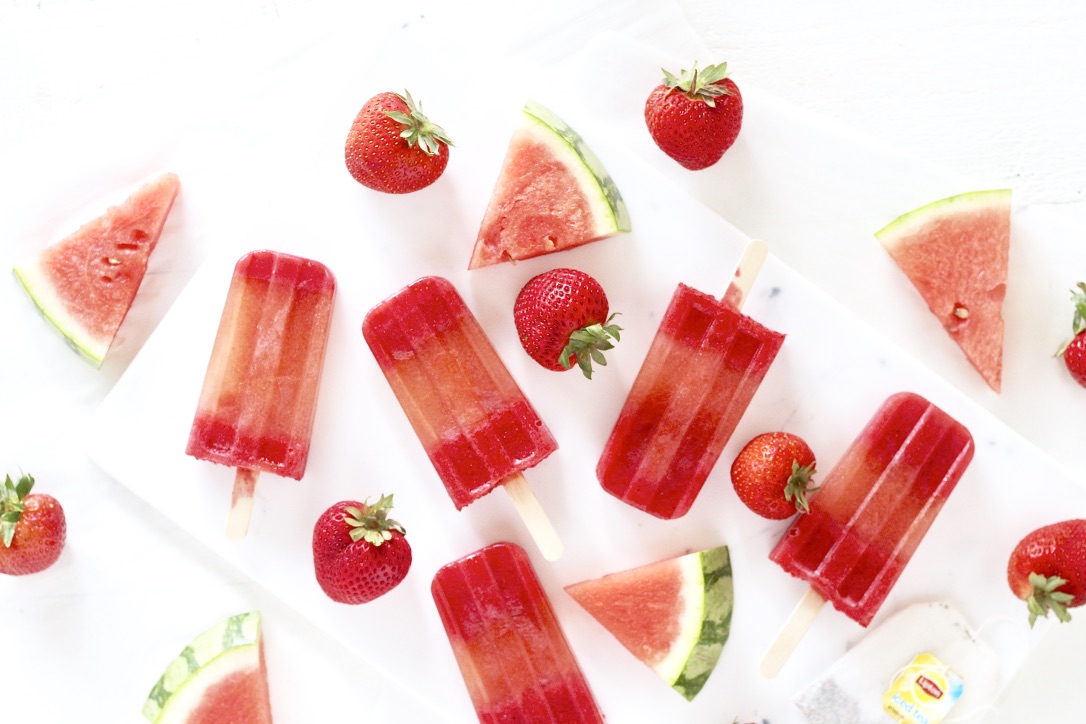  Strawberry Watermelon Iced Tea Pops 