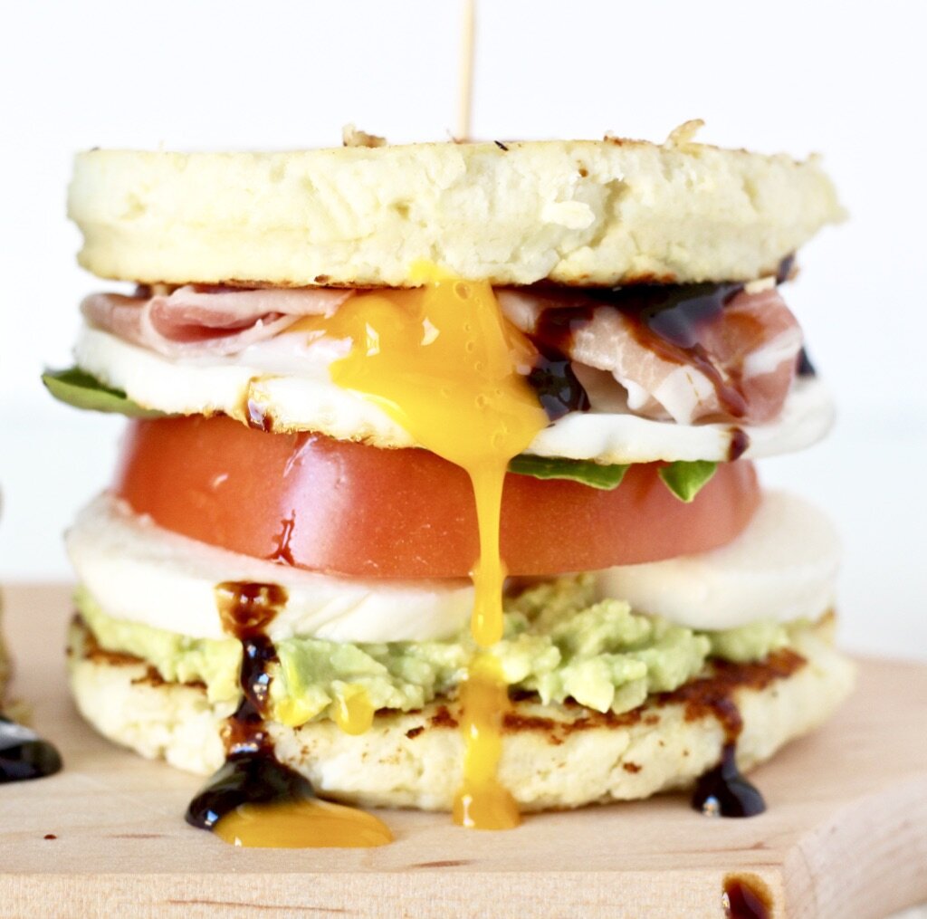 Veggie and Egg Caprese Breakfast Sandwiches