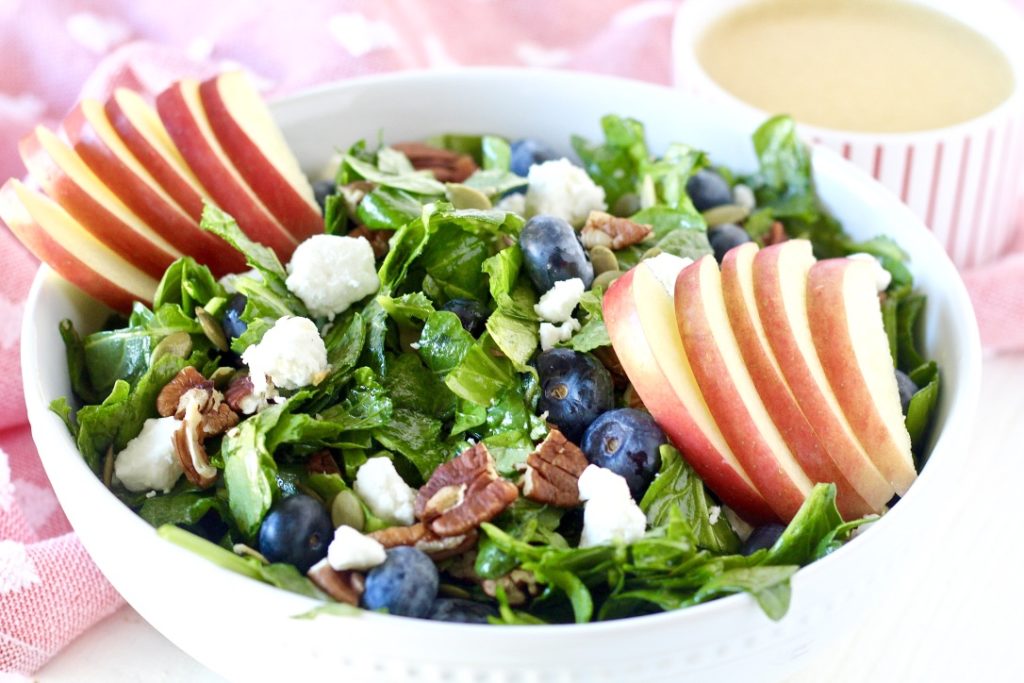 salad with pecans blueberries and apples