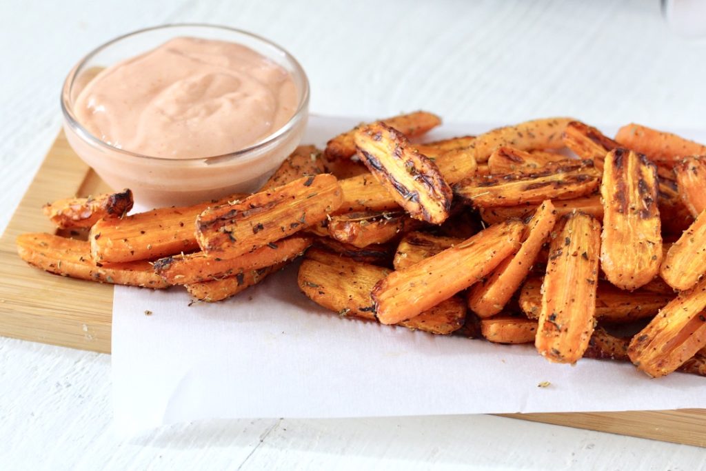 air fryer carrots on cutting board