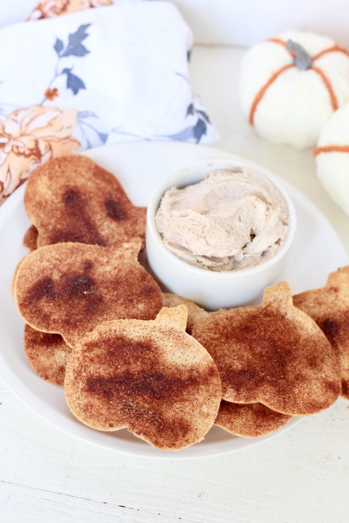 cinnamon sugar pumpkins with fruit dip