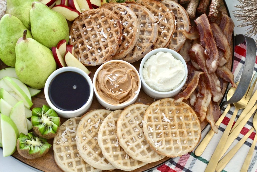 waffles on breakfast board