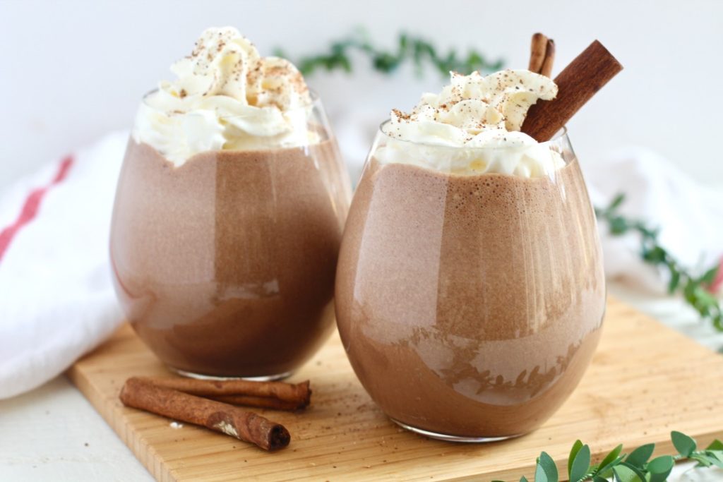 two glasses chocolate eggnog