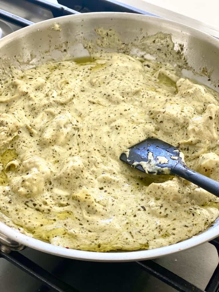 creamy artichoke pesto pasta sauce