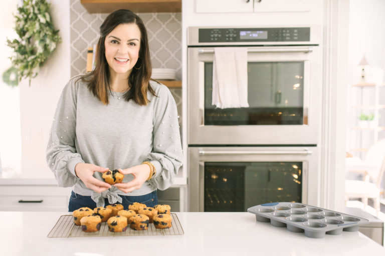 headshot with muffins mary ellen phipps diabetes dietitian in kitchen