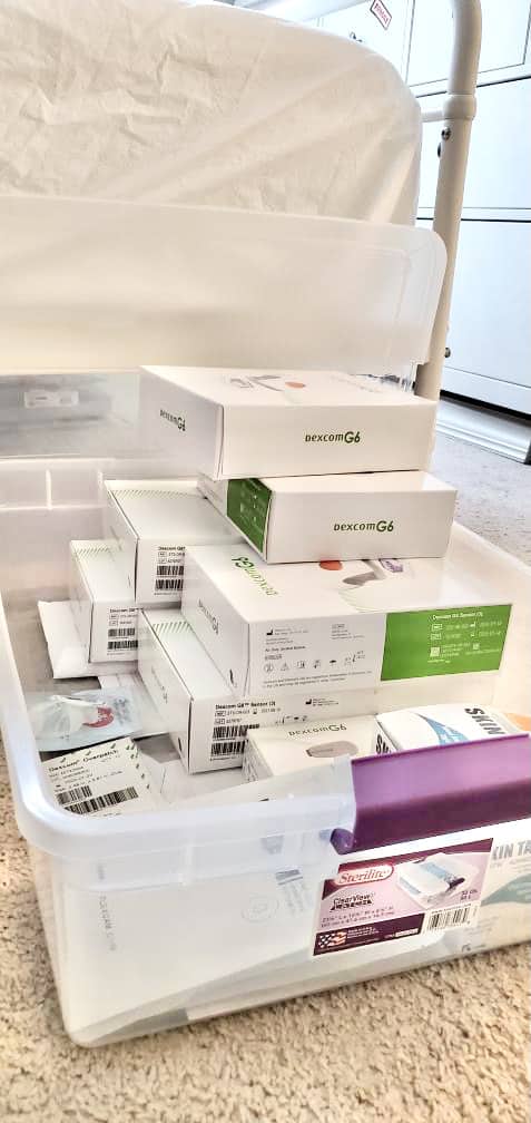 diabetes supplies in under bed box