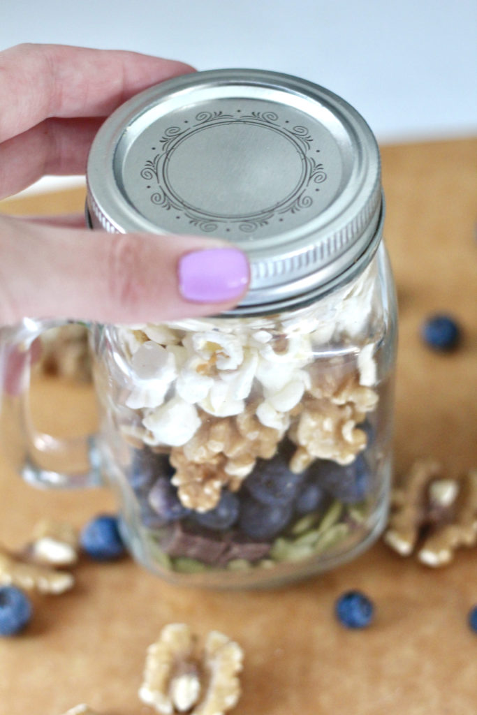 homemade trail mix in mason jar