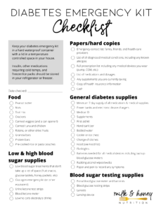 diabetes emergency kit checklist