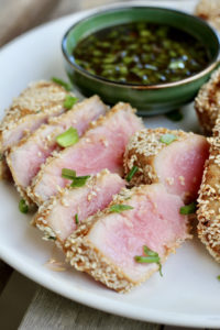 sliced grilled ahi tuna with marinade