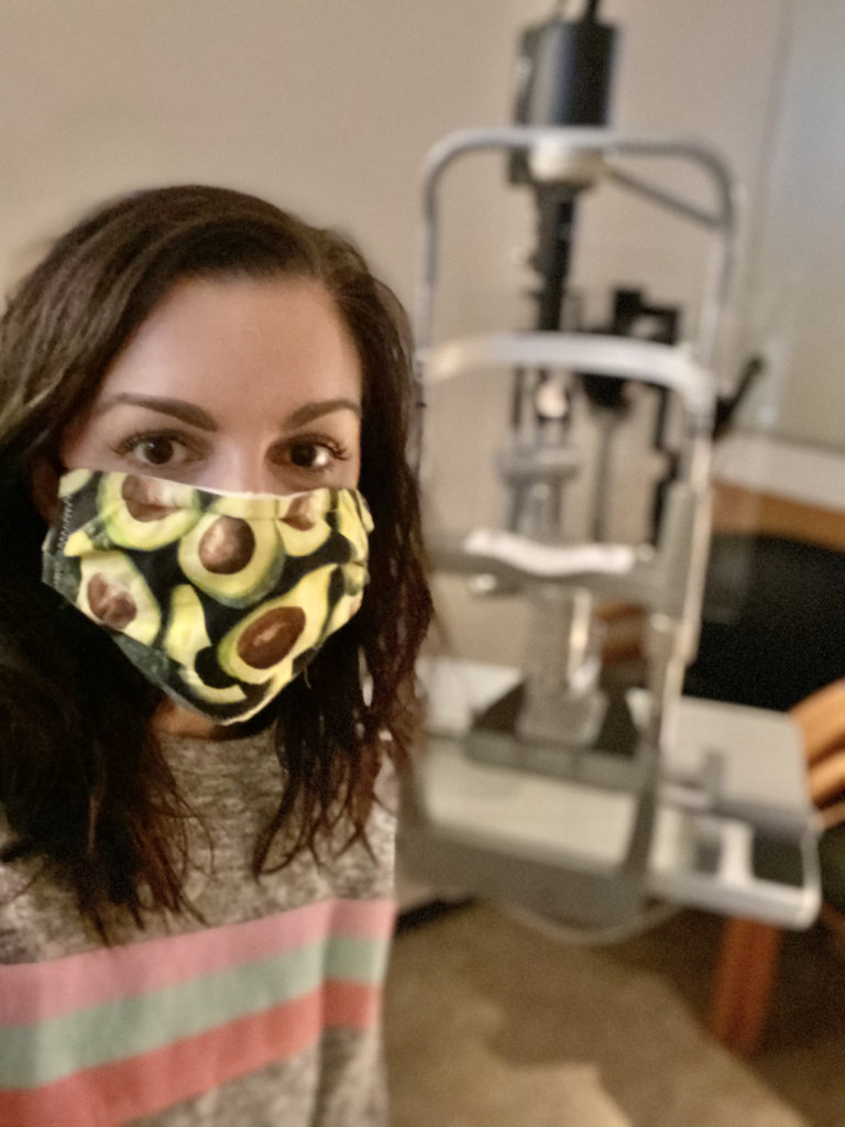 woman waiting to have eyes dilated