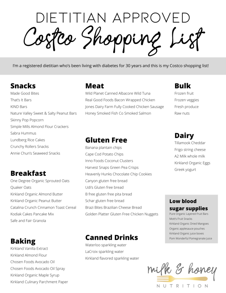 diabetes costco shopping list download