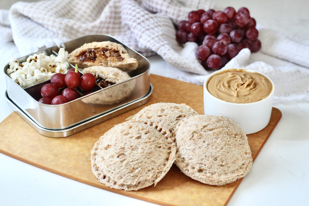 homemade uncrustables with no added sugar in stainless steel bento box