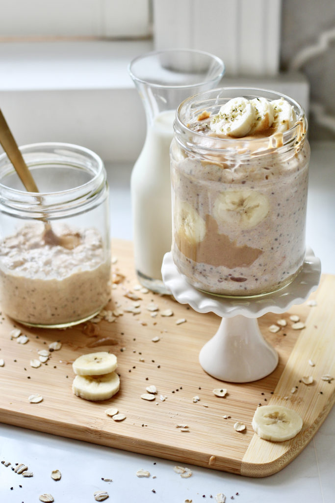 banana peanut butter overnight oats