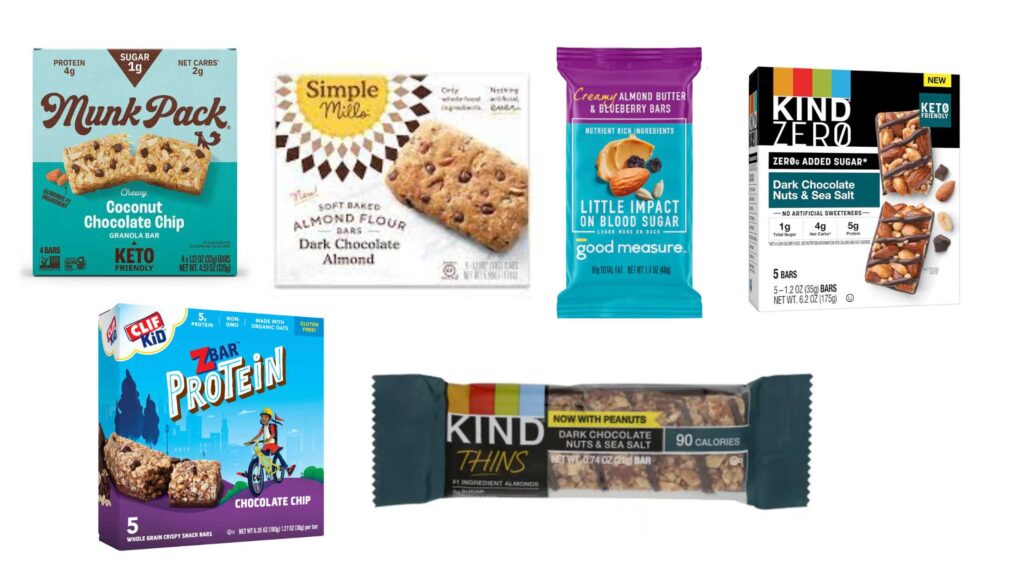 packaged snack bars for diabetes munk pack granola bars good measure bars simple mills softbaked bars kind thin bars kind zero bars clif kids z bars protein