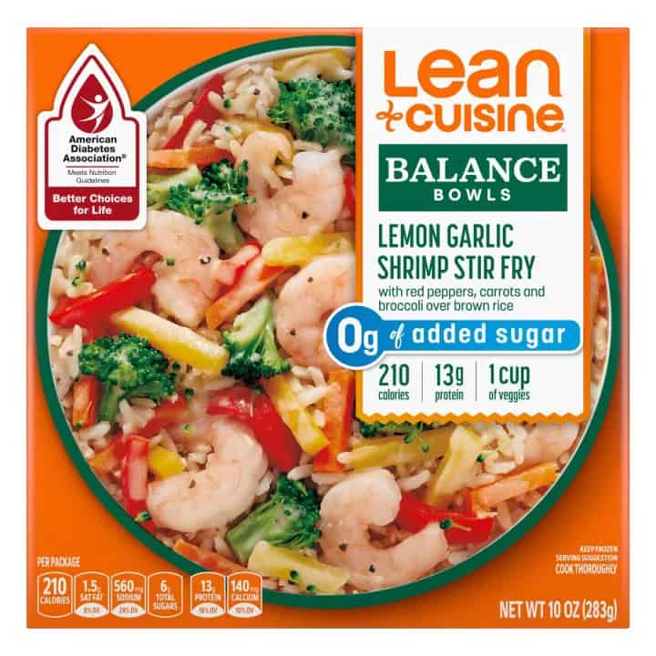 diabetes friendly frozen meals  lean cuisine balance bowl lemon garlic shrimp stir fry