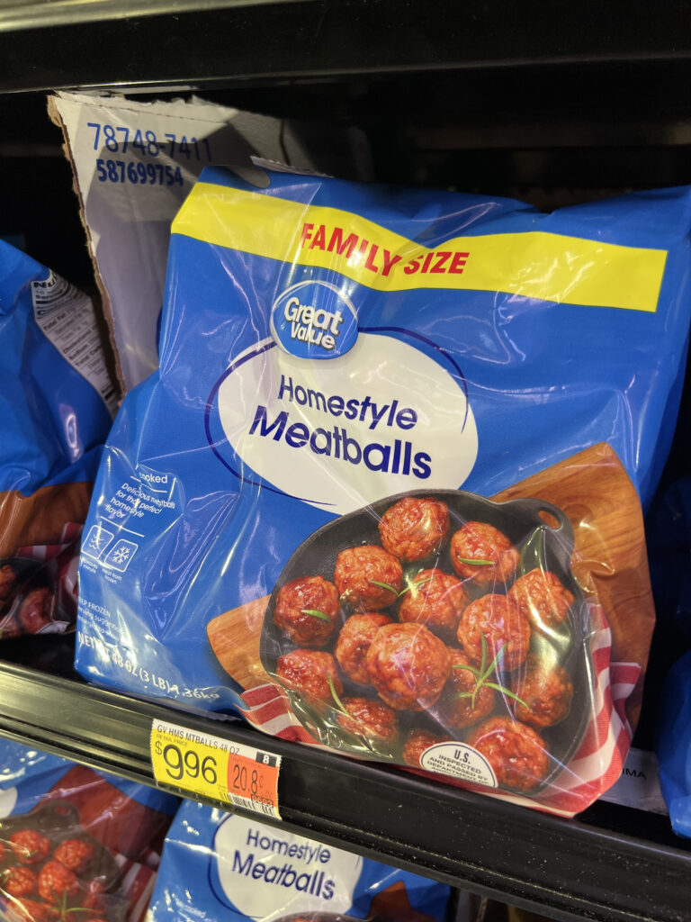 great value brand homestyle frozen meatballs at walmart